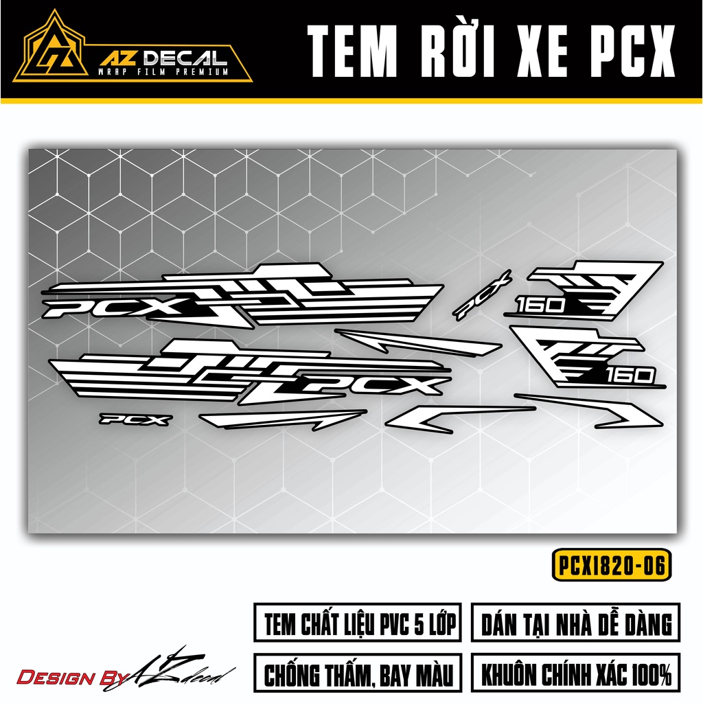 Tem Rời Dán PCX 160 Thiết Kế Hiện Đại | PCX-06 | Decal Chế Dán Xe Máy PCX Chống Thấm Nước, Chống bay Màu