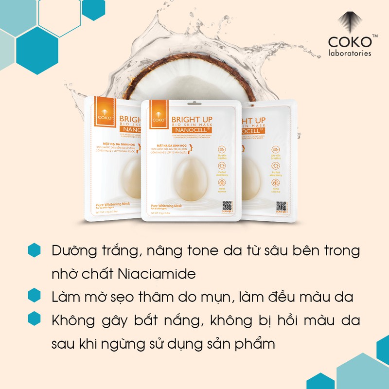 MẶT NẠ DA SINH HỌC SIÊU DƯỠNG TRẮNG COKO BRIGHT UP