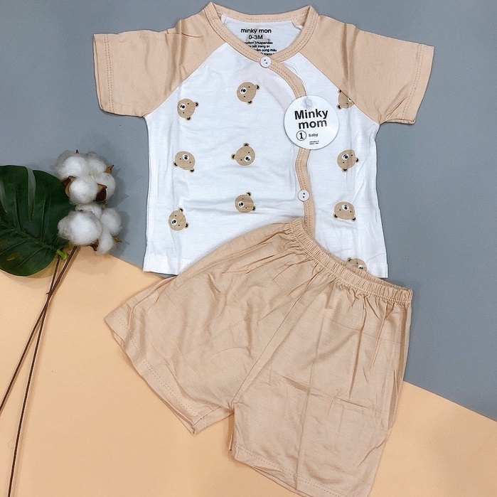 [XẢ KHO] Bộ Cúc Chéo Thun Lạnh Minky Mom Cho Bé Trai Bé Gái Sơ Sinh - Chất Liệu Mềm Mát - Size cho bé từ 3-9KG