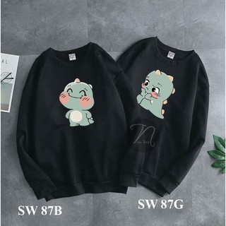 ÁO SWEATER ĐÔI HÌNH  "KHỦNG LONG" chất NỈ DA CÁ XỊN ĐẸP. ĐỘC LẠ ÁO ĐÔI NAM NỮ AOTHUN268