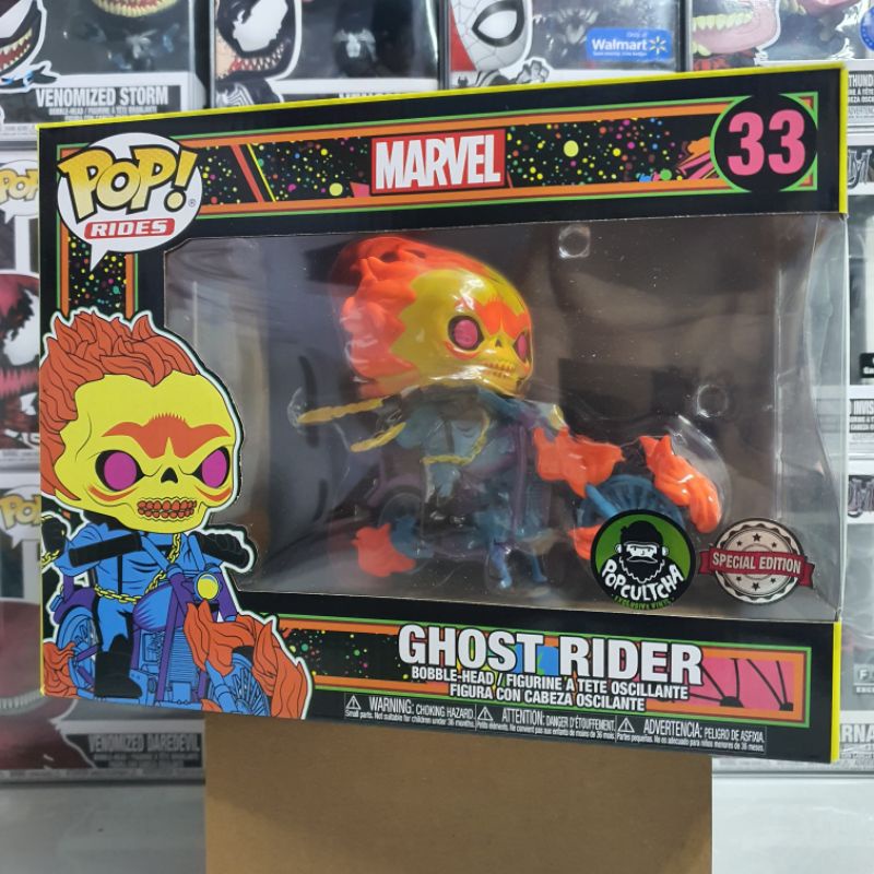 Đồ chơi mô hình funko pop 33 Ghost Rider (Black Light) Popcultcha Sticker - Marvel