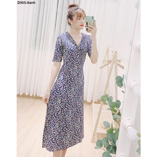D505 ĐẦM LỤA HOA DÁNG DÀI