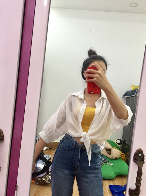 Áo khoác voan mỏng sơ mi (có hình ảnh thật)