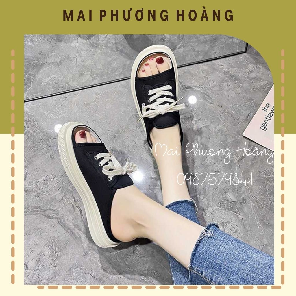 Giày sục thể thao hở mũi chất canvas đế cao 3cm siêu xinh hotrend 2022 (kèm ảnh thật)