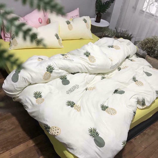 Bộ drap chăn ga gối cotton Đũi