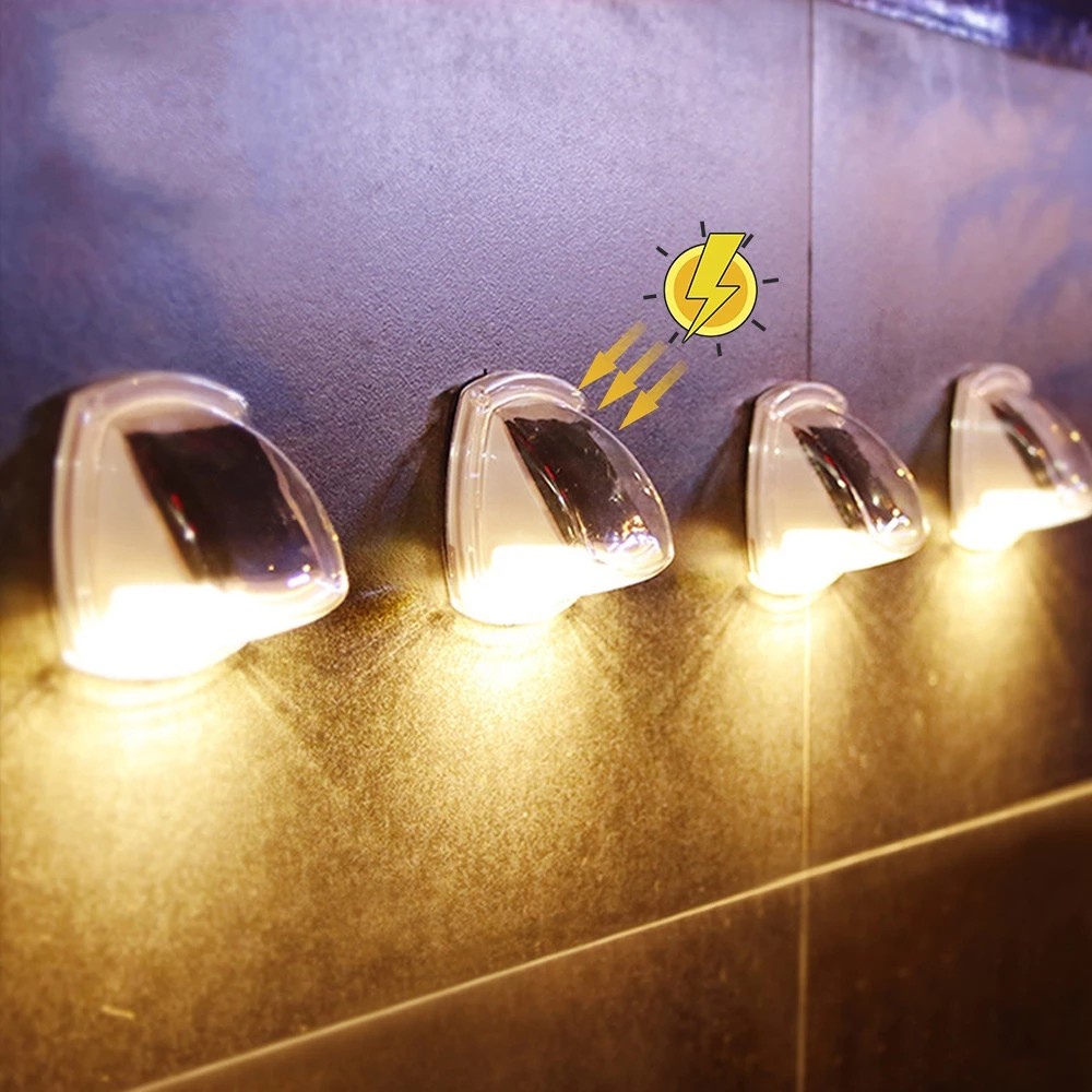 Đèn LED 8 bóng gắn tường năng lượng mặt trời không dây cảm biến tự động chống nước IP65 dùng trang trí/an ninh hiệu quả