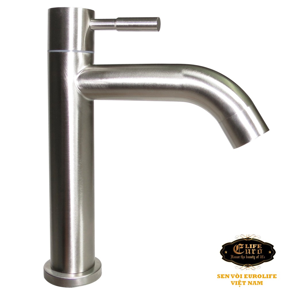 Vòi lavabo lạnh Inox SUS 304 Eurolife EL-LL123 ( Trắng vàng )