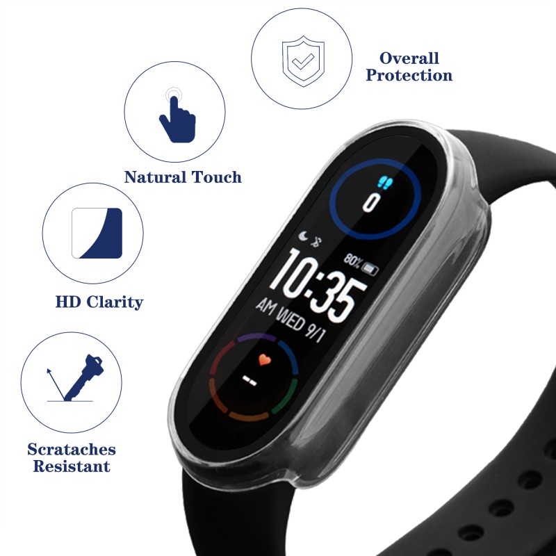 Ốp bảo vệ màn hình 3D + miếng dán bảo vệ cho Xiaomi Mi Band 6 5 4 3 / Miband 6 5
