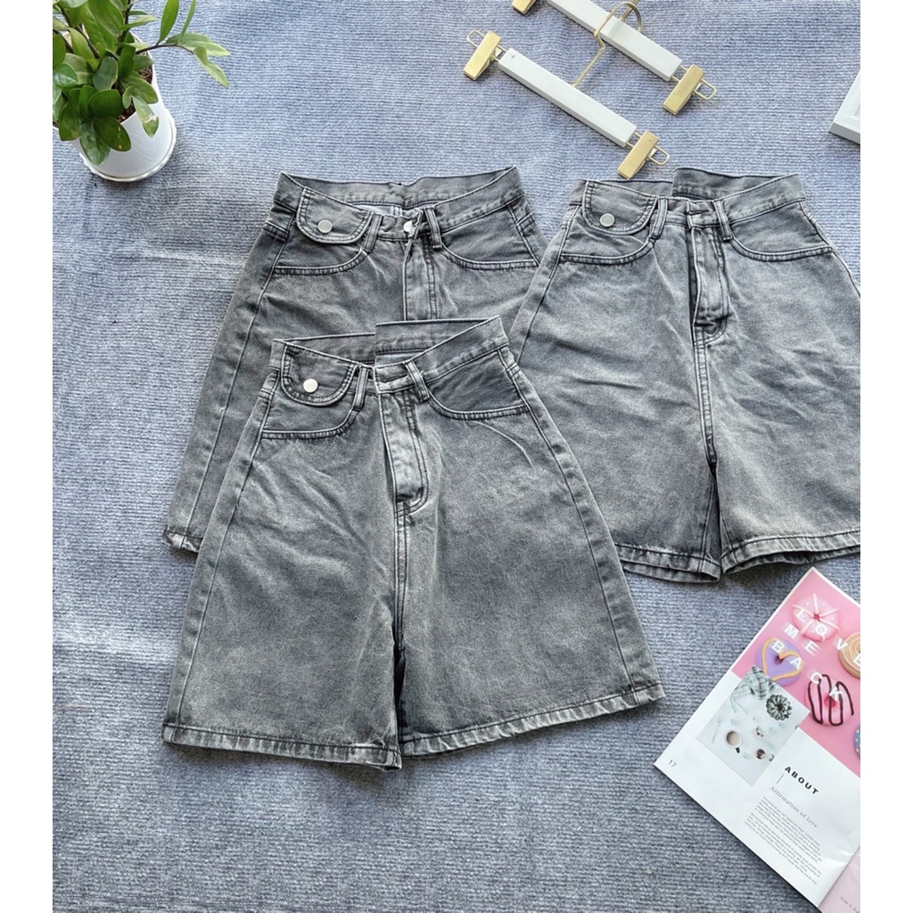 Quần Short Jeans Nữ Cao Cấp Túi Nắp Nhiều Màu Xinh Xắn OHS7061