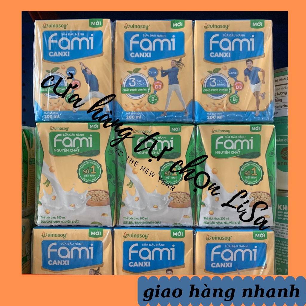 Sữa đậu nành Fami nguyên chất / canxi hộp 200ml