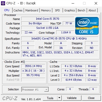 CPU Intel core I5 3470, I5 3570 socket 1155. chạy Main H61, B75, v.v..