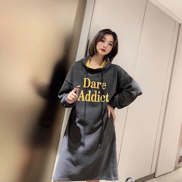 Đầm suông hoodie Dare có nón