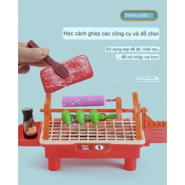 Bộ đồ chơi nhà bếp nấu ăn bếp nướng BBQ vui nhộn cho bé