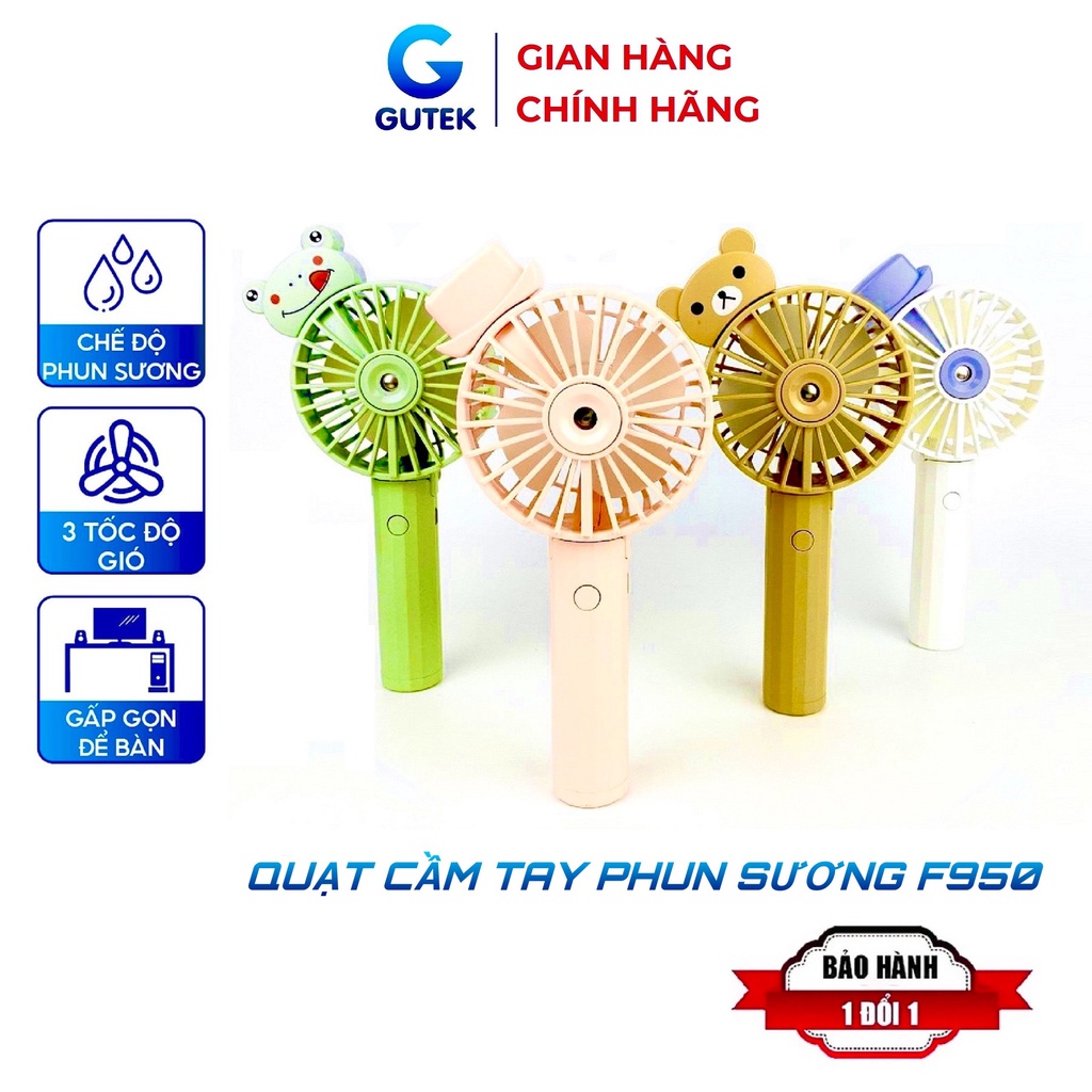 Quạt cầm tay phun sương Gutek F950 tạo ẩm 3 tốc độ gió gấp gọn để bàn