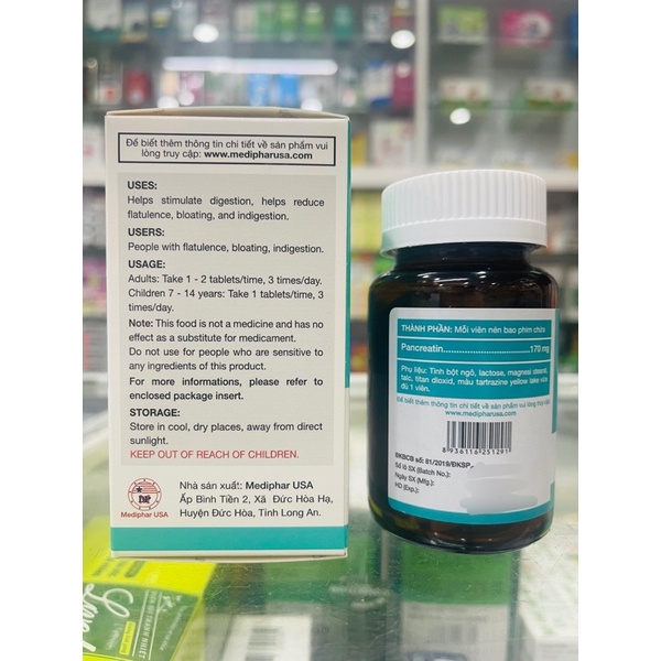 Pancretin - dùng khi bị đầy hơi, chướng bụng, ăn không tiêu
