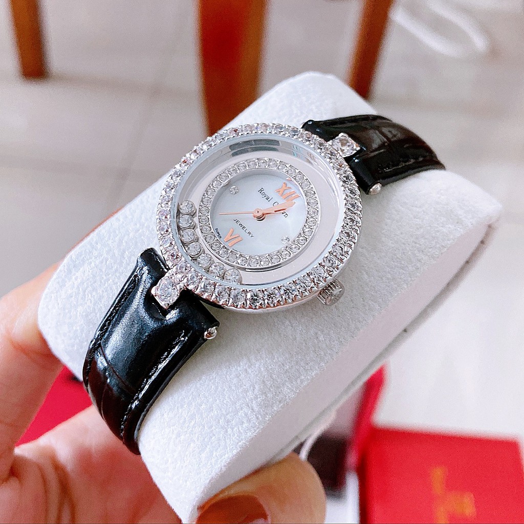 Đồng Hồ Royal Crown Nữ 3628 Dây Da Đen 32mm