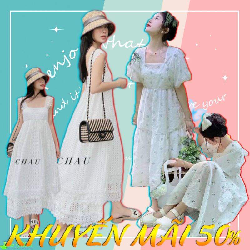 MAXI TRẮNG 2S XÔ REN HOA🤍-HÀNG ĐẶT MAY 100C ĐÃ SẴN HÀNG