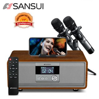 Loa Bluetooth kiêm dàn Karaoke Mini Sansui Cao cấp tại gia (kèm 2 Micro) - Hát karaoke nghe nhạc thỏa thích