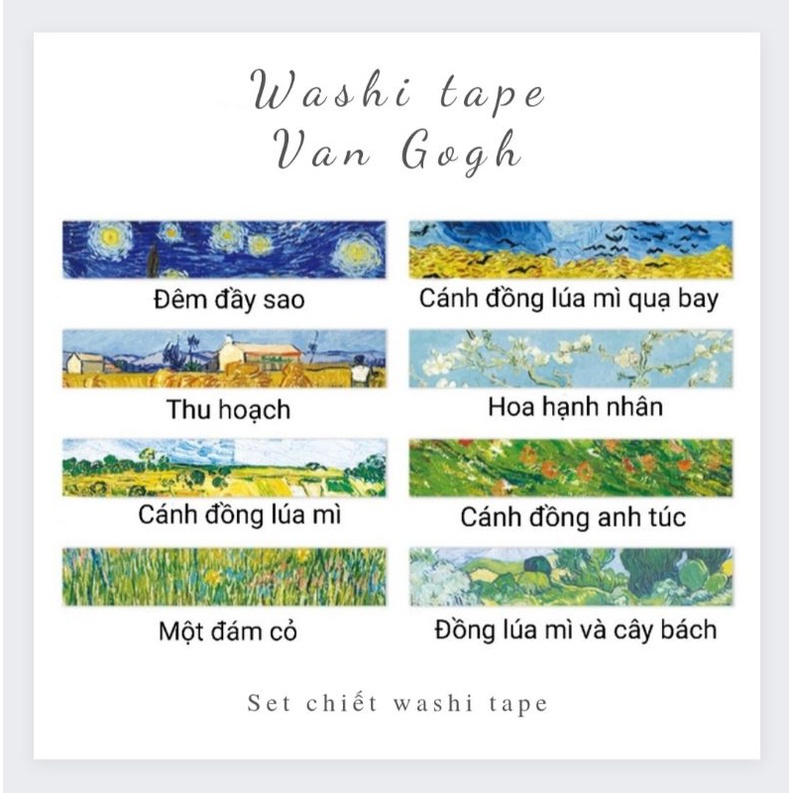 Set chiết washi tape Van Gogh nghệ thuật (Vui lòng đọc lưu ý trước khi mua 🥰)