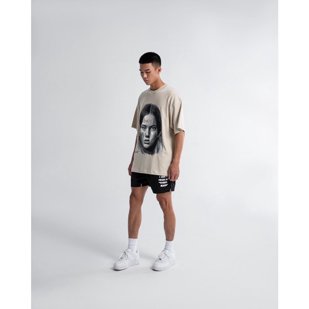 Stressmama - Áo Thun Portrait No.1 T-shirt Beige Chất Liệu 100% Cotton vải dày 250GSM Local Brand