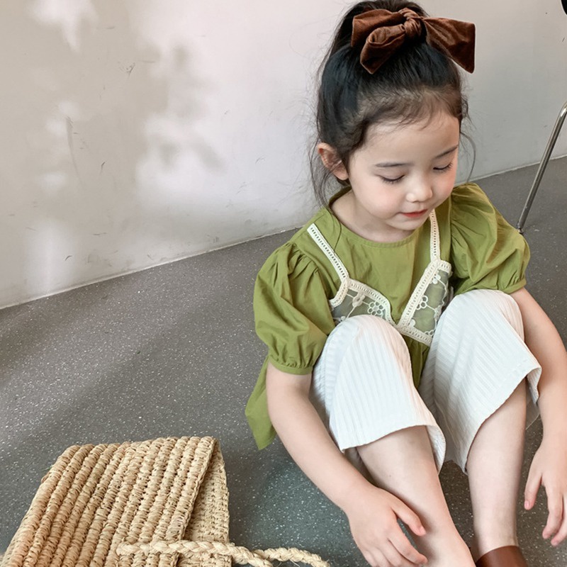 Bộ Áo Sơ Mi + Quần Dài Thời Trang Mùa Hè Hàn Quốc Cho Bé Gái