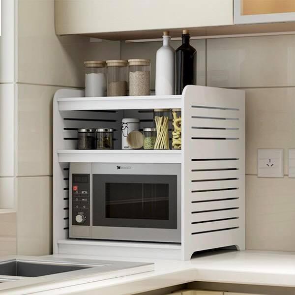 Kệ lò vi sóng bằng gỗ PVC KVS02_ Kệ lò vi sóng 3 tầng- Nội thất lắp ráp