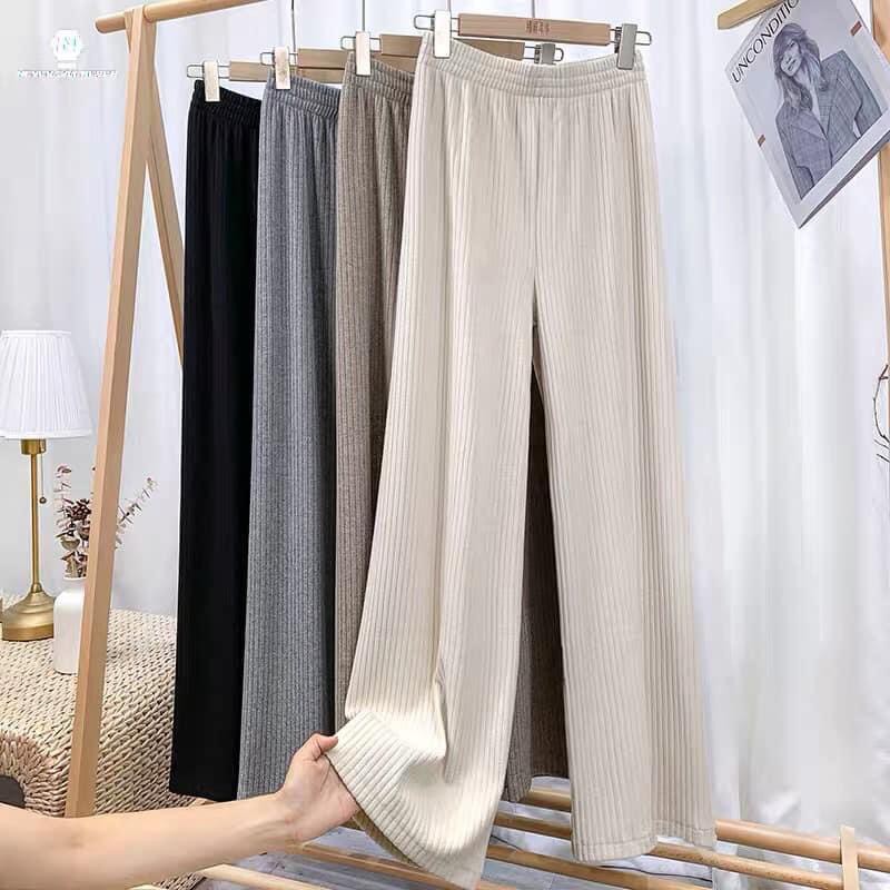 Quần Dài Lưng Cao Ống Rộng Phong Cách Vintage