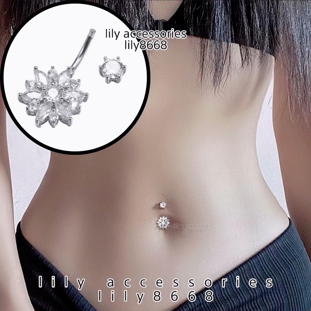 khuyên rốn hoa đính kim