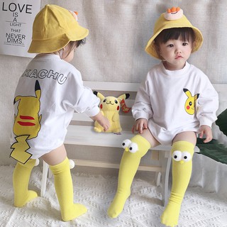 ☞☞ Bộ Áo Liền Quần Tay Dài Dày Dặn In Hoạt Hình Pikachu Dumbo Dễ Thương Cho Trẻ Sơ Sinh