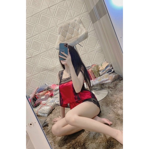 Set phi lụa ngủ đùi ren hình thật | BigBuy360 - bigbuy360.vn