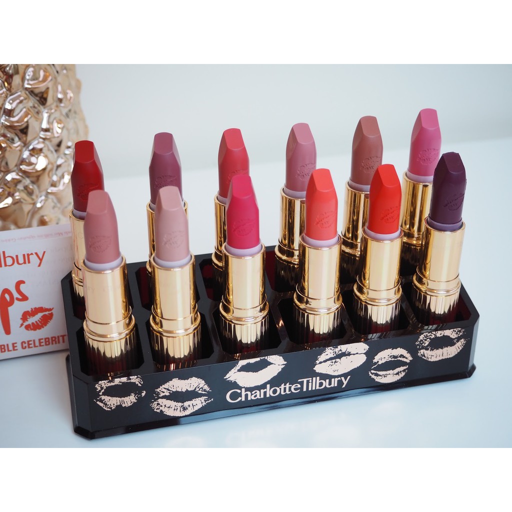 Son Charlotte Tilbury Matte Revolution và Hot lip the queen, Sexy Sienna, Lost Cherry,  Red carpet, Pillow Talk 2, Carin