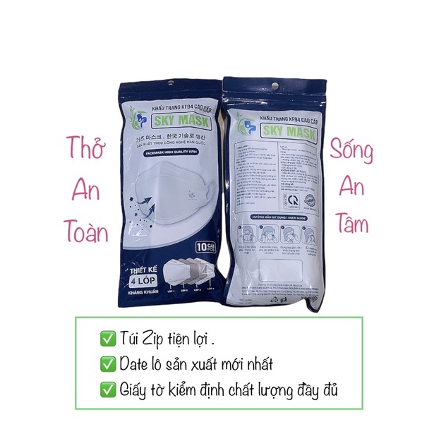 &lt;KF94&gt; Thùng 300 Khẩu Trang _ Khẩu Trang Y Tế Kháng Khuẩn 4 Lớp Cao Cấp KF94 Sky Mask .