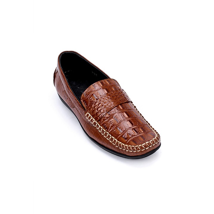 Giày nam Huy Hoàng vân cá sấu màu nâu-HP7129