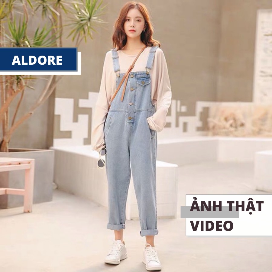 Quần yếm jean nữ baggy dáng trơn MSY44