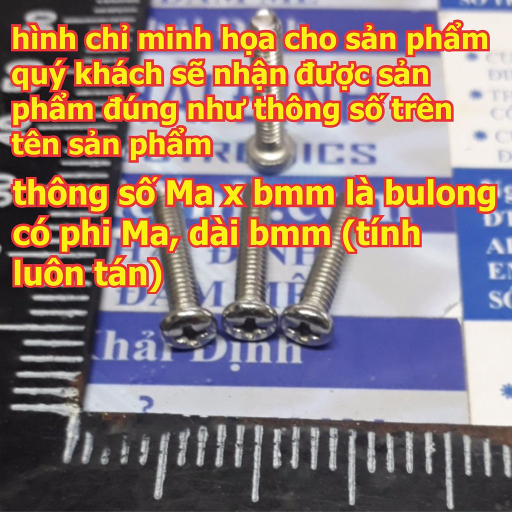 bulong bu lông vít pake M4 GB818 PM4 inoc inox 4 chấu đầu +, đầu tròn, bầu M4 5mm~50mm ( gói 100 cái ) kde4737