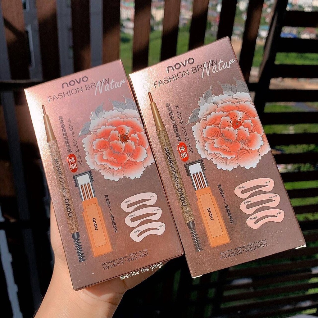 Bộ chì mày Novo & khuôn kẻ mày kèm 3 lõi phụ | BigBuy360 - bigbuy360.vn
