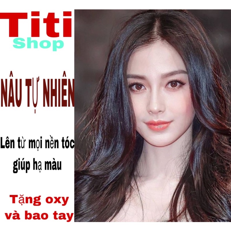 thuốc nhuộm tóc màu nâu đen tặng oxy và bao tay