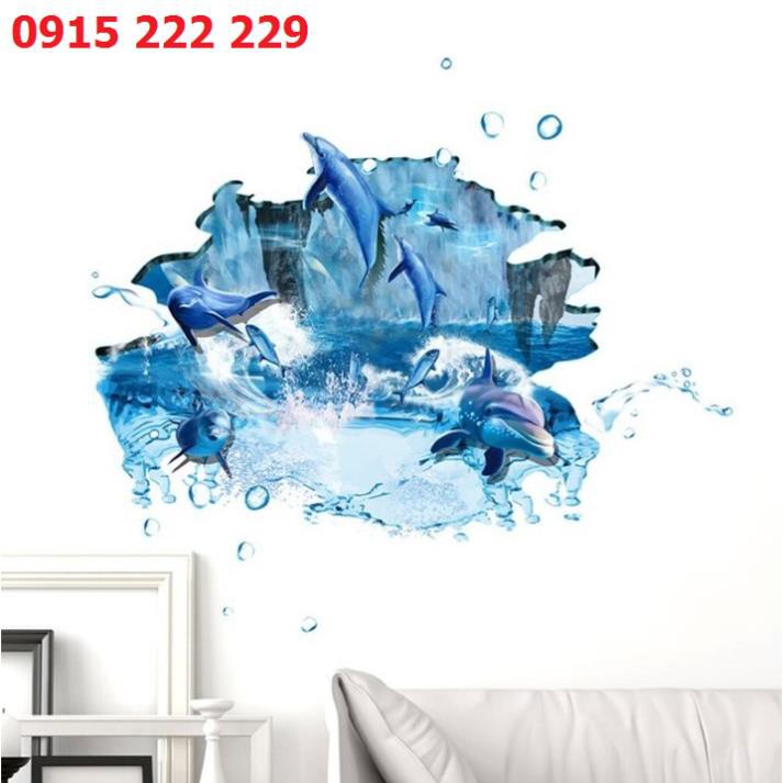 Mua ngay Bộ Tranh Decal 3D Trang Trí Dán Tường Hình Cá Voi Xanh - Tranh 3d trang trí dán tường [Giảm giá 5%]