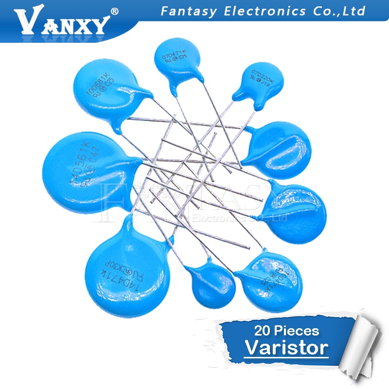 20PCS Varistor Series 7D 10D 14D 10D471K 7D220K 10D101K 10D330K 14D471K 14D220K 7D431K 10D621K 10D561K Resistor Piezoresistor