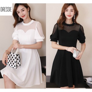 Đầm xòe thời trang - mẫu công sở dạo phố dự tiệc đi đám cưới cao cấp mới nhất DRESSIE - DX202 (Đen - Trắng)
