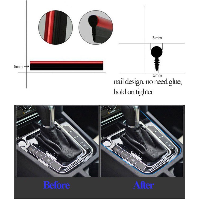 Cuộn Dây Dán Viền Cửa Xe Hơi 5M DIY Có Thể Tháo Rời Tiện Dụng