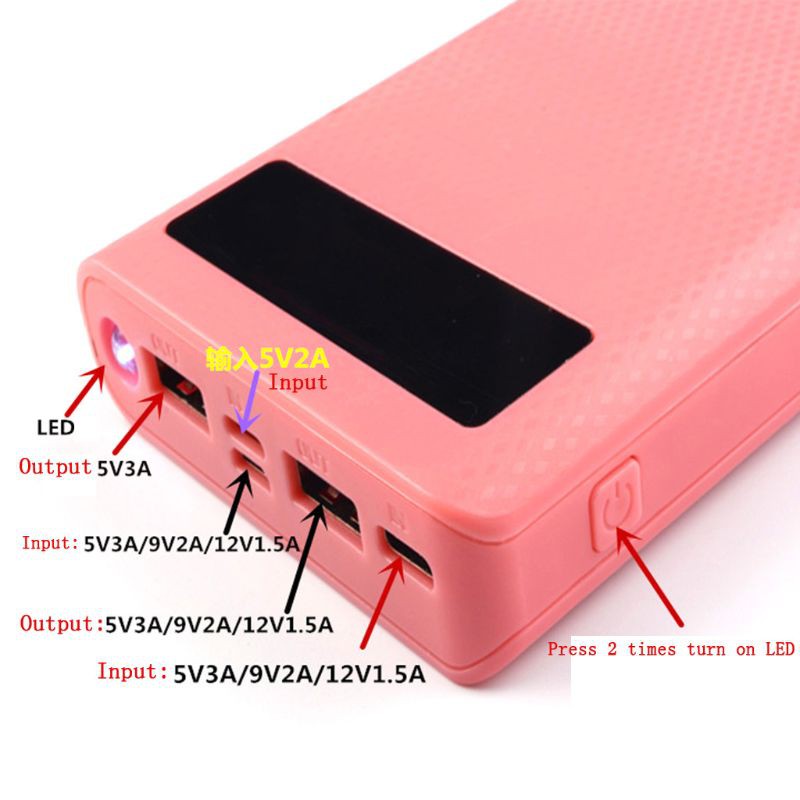 Pin Sạc Dự Phòng QC 3.0 8x 18650 Hai Cổng USB Cho Điện Thoại / Máy Tính Bảng