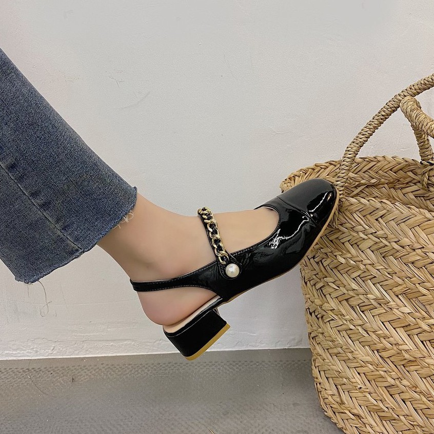 [Mã FASHIONCB264 giảm 10K đơn bất kỳ] Giày Búp Bê Gót Thấp Phối Nút Thời Trang Mùa Xuân Cho Nữ