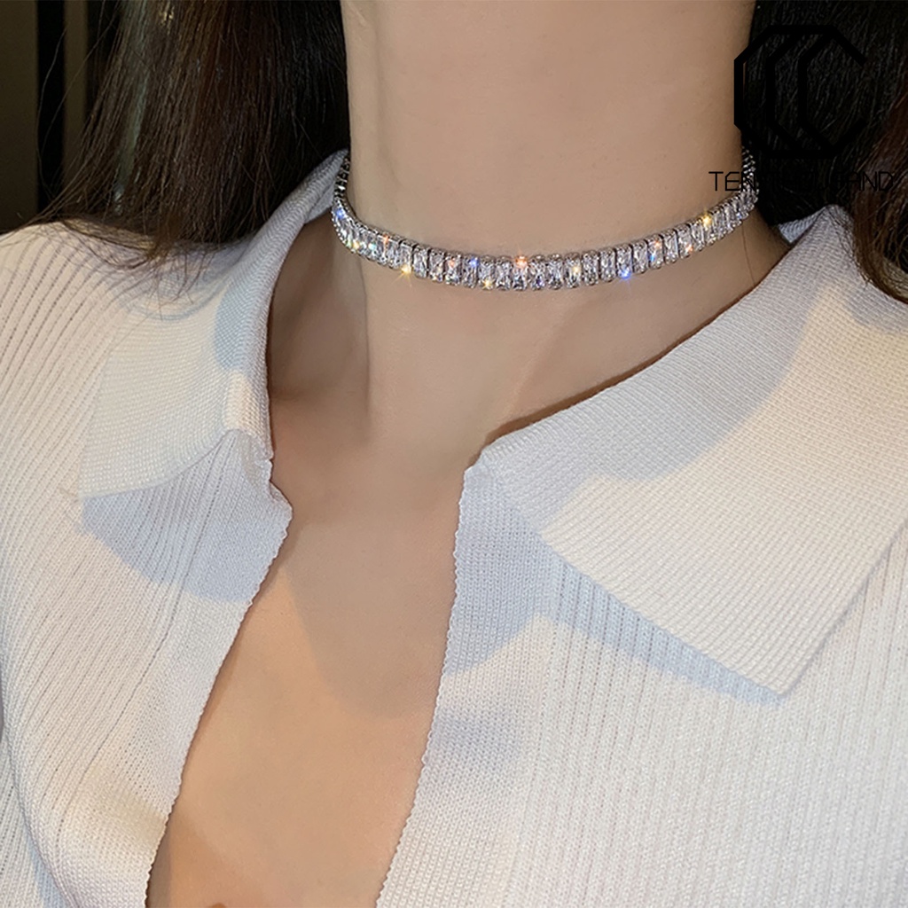 ♋Dây Chuyền Choker Đính Đá Zircon Khối Lượng Nhẹ Đơn Giản