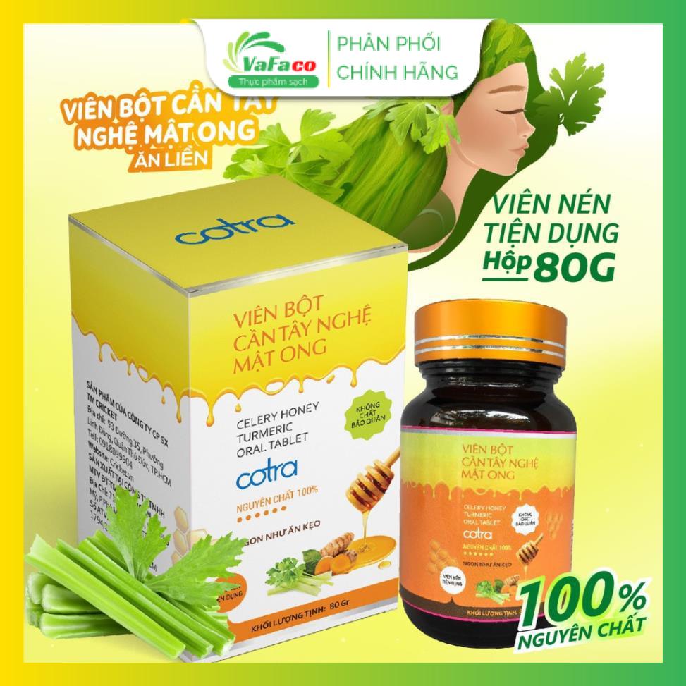 Viên bột cần tây nghệ mật ong Cotra sấy lạnh nguyên chất (Hộp 80g) giảm cân, detox thanh lọc cơ thể, làm đẹp trắng da