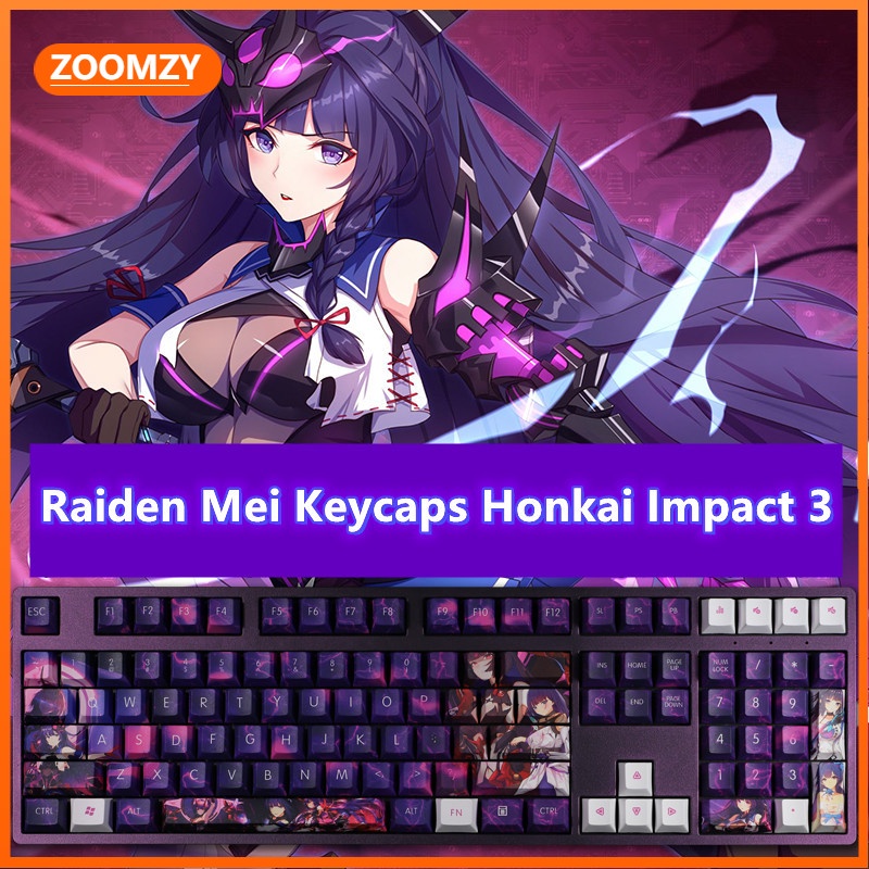 Raiden Mei  theme keycaps  Honkai Impact 3 PBT Dye-Thăng hoa Bàn phím cơ học Keycaps Hai chiều Royal Sister Cá nhân hóa Keycaps Cherry hồ sơ 108 Phím
