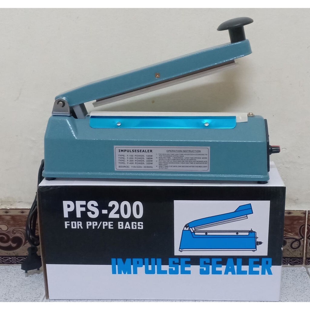 Máy hàn miệng túi pfs200 VỎ SẮT |Máy cắt màng co 20CM SẮT, Máy ép túi