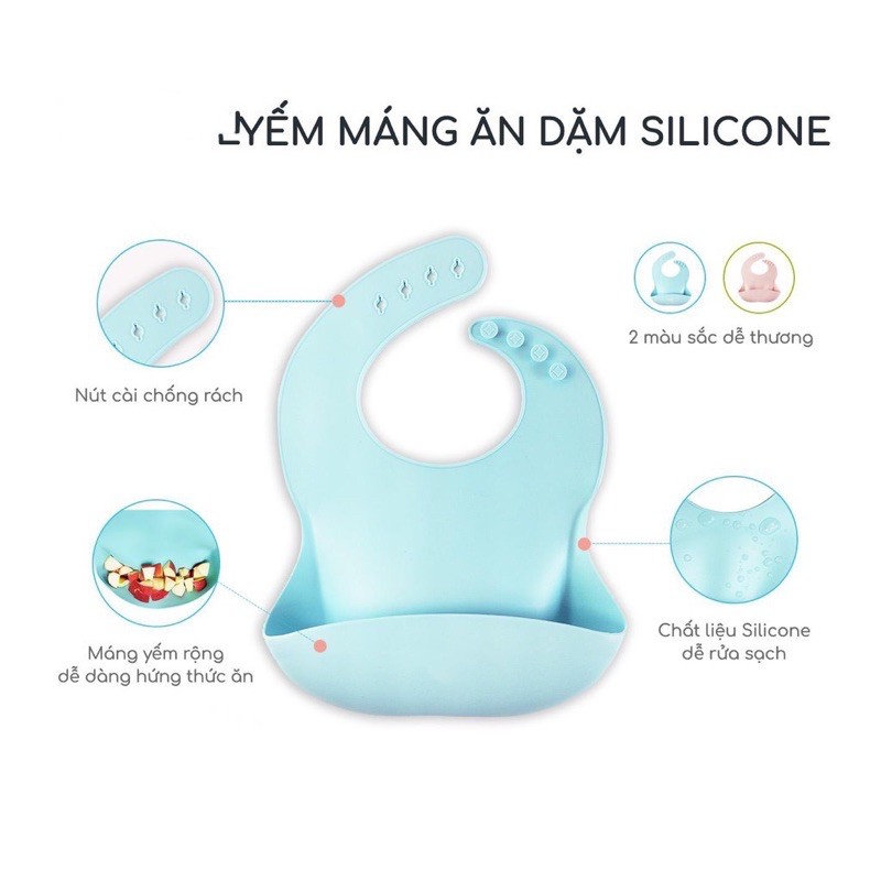 (Sale sốc ) Yếm ăn dặm silicon siêu mềm loại chỉ còn duy nhất màu Hồng