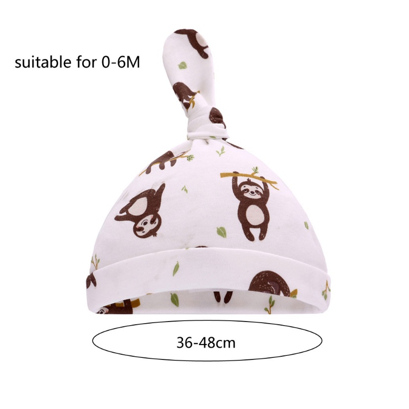 Bộ 3 Mũ Beanie Cotton In Họa Tiết Hoạt Hình Dễ Thương Cho Bé Sơ Sinh 0-6 Tháng Tuổi