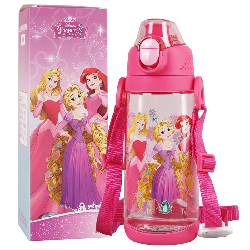 Bình nước thể thao cho bé thiết kế nhấn nút in hình hoạt hình Disney dung tích 600ml